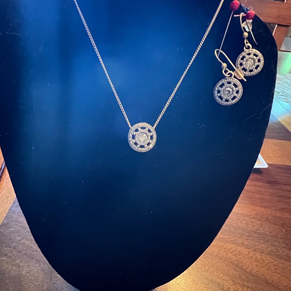 Brighton Illumina Silver Crystal Circle Drop Earrings and Necklace